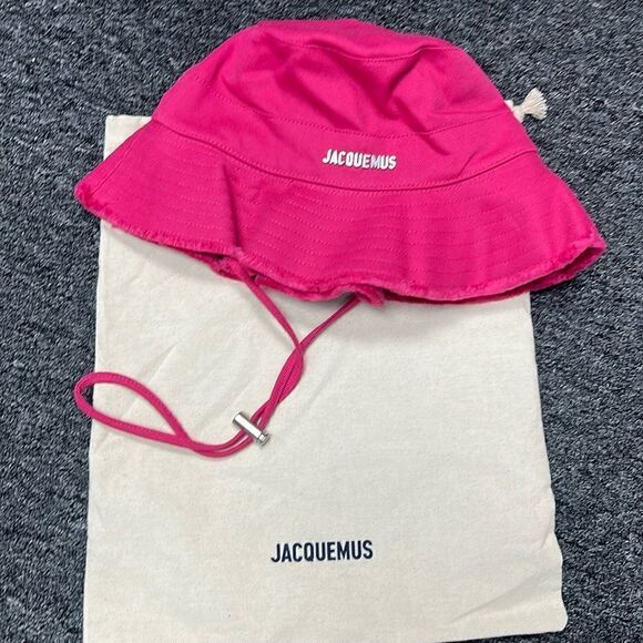 NEW With Tags Jacquemus Bucket Hat Bright Pink - With Dust bag Authentic Size 58 - Picture 2 of 7